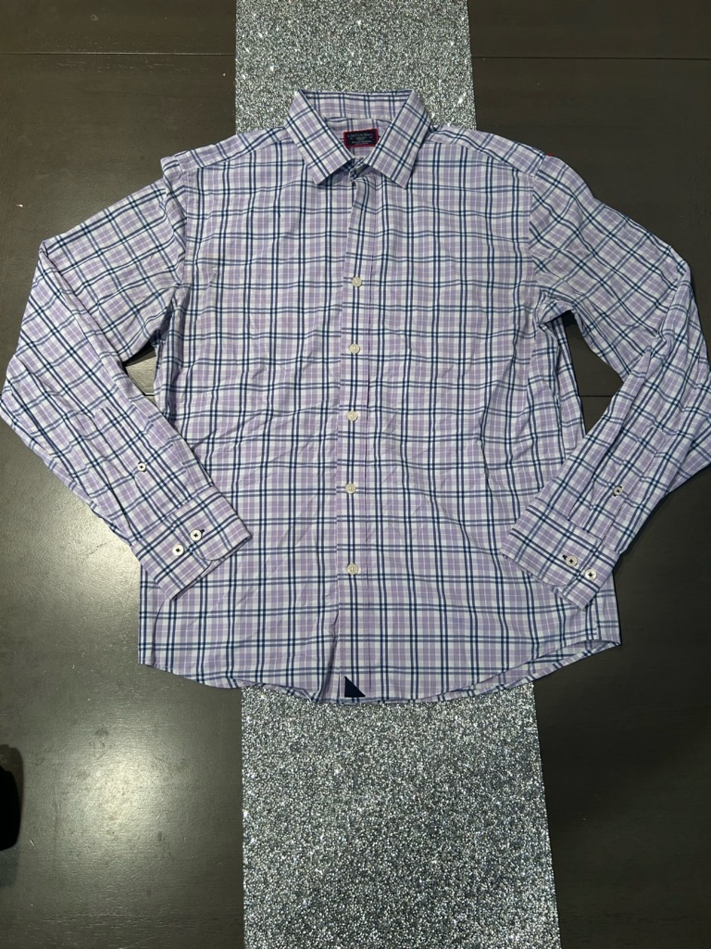 UNTUCKit Men's Lavender and Navy Plaid Button-Down Shirt